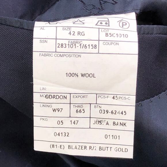 Jos A Bank Signature Gold Mens Size 42R Blazer Jacket Classic Navy Gold Buttons - Picture 14 of 16